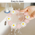 Household High Temperature Resistant Daisy Coasters Kitchen Tabletop Insulation Mat, Blue Small, Pink Large, Blue Large