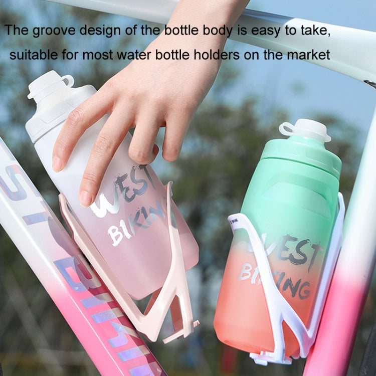 WEST BIKING 750ML Bicycle Water Bottle Portable Outdoor Cycling Water Cup, White Pink Gradient, Black Gray Gradient, Blue Gradient, Dark Green Gradient, Green Pink Gradient, Yellow Green Gradient, Black Green Gradient, Black Red Gradient