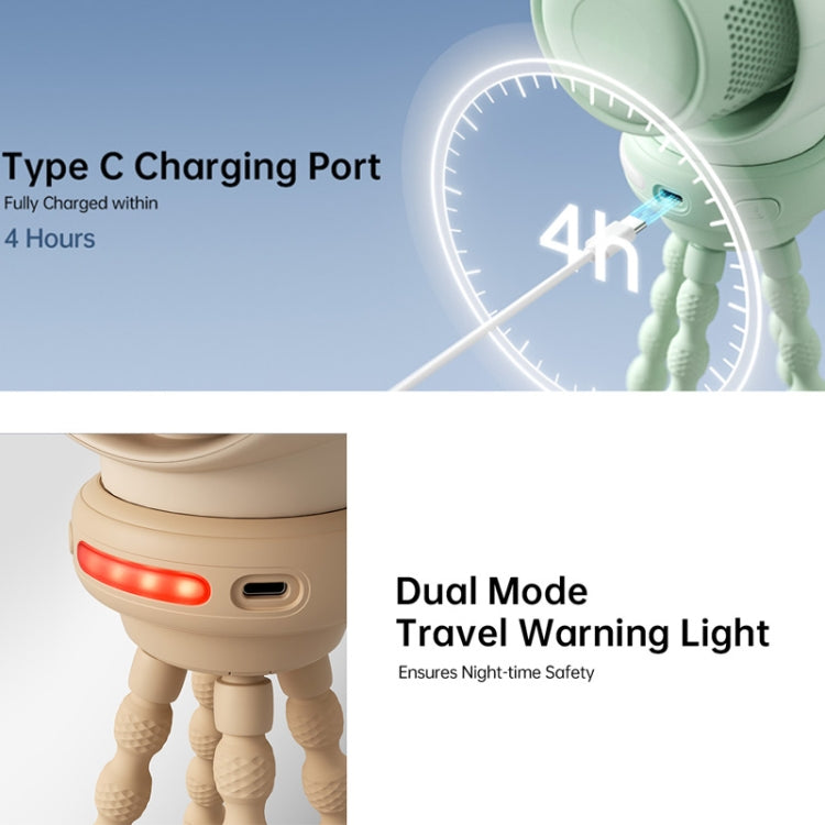 JisuLife Stroller Fan Life2S High Speed Energy Saving Stroller Mini Fan Octopus Bladeless Swingable Head Air Purifying Fan, Life2S