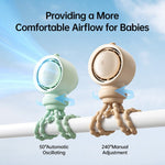 JisuLife Stroller Fan Life2S High Speed Energy Saving Stroller Mini Fan Octopus Bladeless Swingable Head Air Purifying Fan, Life2S