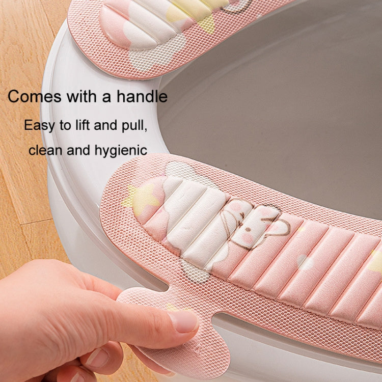 EVA Adhesive Toilet Pad Four Seasons Universal Cartoon Cute Waterproof Toilet Sticker, Gray Sunflower, Pink Moon Rabbit
