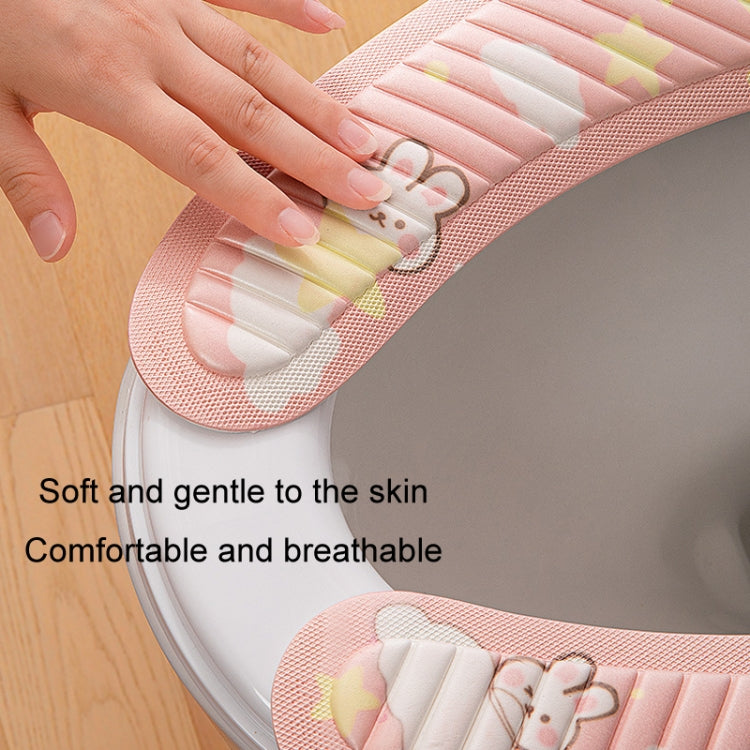 EVA Adhesive Toilet Pad Four Seasons Universal Cartoon Cute Waterproof Toilet Sticker, Gray Sunflower, Pink Moon Rabbit