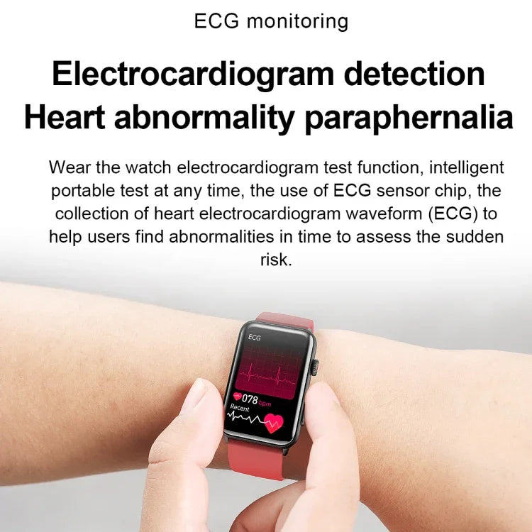 Smart Watch Ring ECG Temperature Heart Rate Blood Pressure Health Bluetooth Talking Watch, Black Silicone, Red Silicone, Blue Silicone, Black Leather, Brown Leather