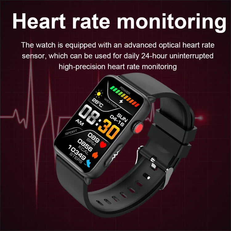 Smart Watch Ring ECG Temperature Heart Rate Blood Pressure Health Bluetooth Talking Watch, Black Silicone, Red Silicone, Blue Silicone, Black Leather, Brown Leather