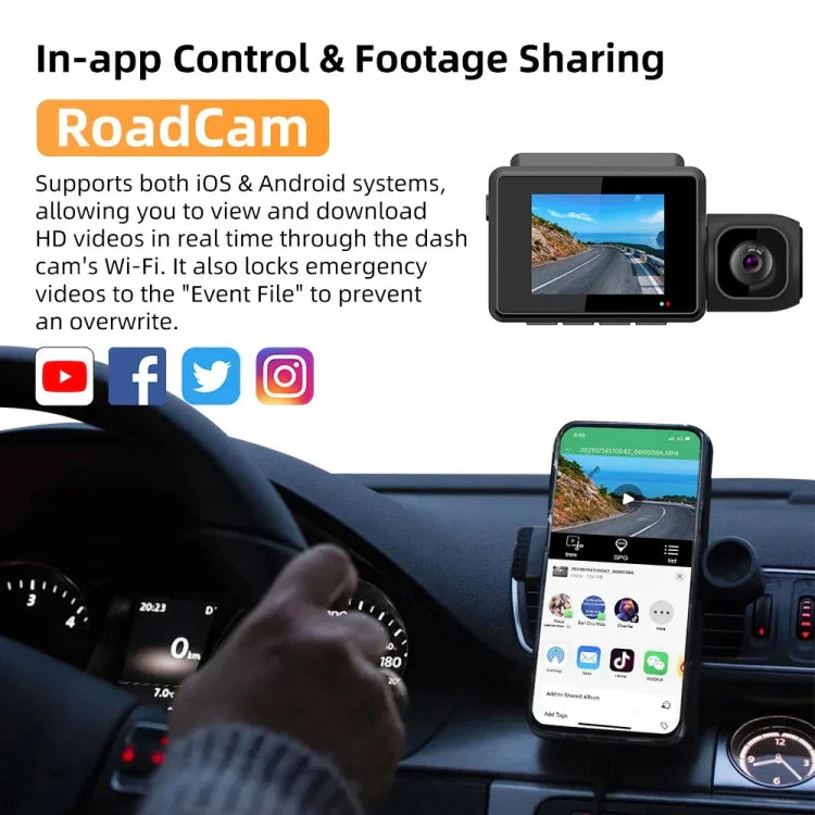 M700A 3 Channels Car Recorder 4K UHD Front+1080P Inside+2K Rear+GPS+WIFI Dash Cam, M700A