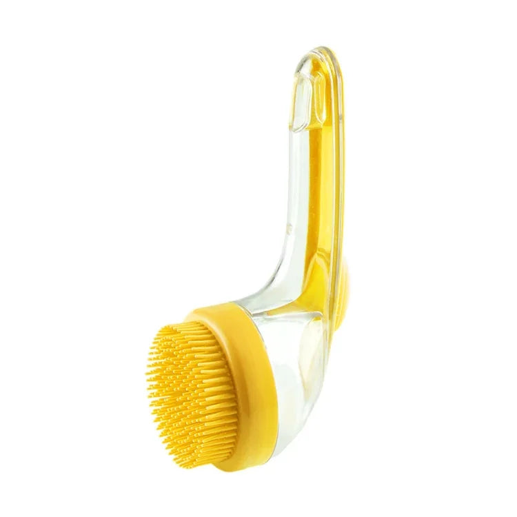 Long Handle Pet Bathing Brush Silicone Dogs Cats Cleaning Massage Brush Grooming Comb, Fine Teeth Yellow, Fine Teeth Blue, Fine Teeth Green, Coarse Teeth Yellow, Coarse Teeth Blue, Coarse Teeth Green