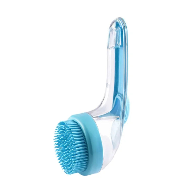Long Handle Pet Bathing Brush Silicone Dogs Cats Cleaning Massage Brush Grooming Comb, Fine Teeth Yellow, Fine Teeth Blue, Fine Teeth Green, Coarse Teeth Yellow, Coarse Teeth Blue, Coarse Teeth Green