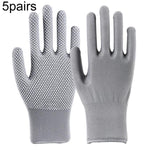 5pairs Outdoor Breathable Non-slip Particle Silicone Hiking Riding Nylon Gloves Thin Mittens