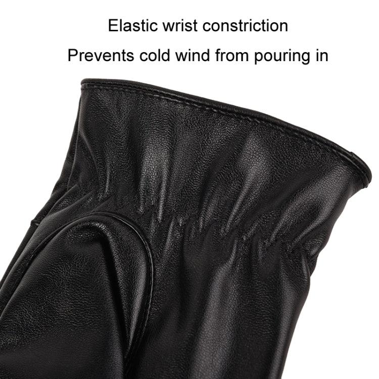 Fall Winter Men Leather Gloves PU Velvet Warm Riding Driving Touchscreen Gloves, Average