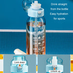 1000ml Large Capacity Fruity Water Bottle With 7 Flavor Rings Straw Drinking Cup Tritan Flavored Water Mug