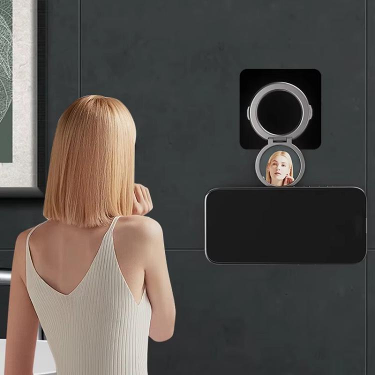 Foldable Double-sided Magnetic Phone Holder Gym Car Universal Stand, Mirror Type Black, Mirror Type Silver