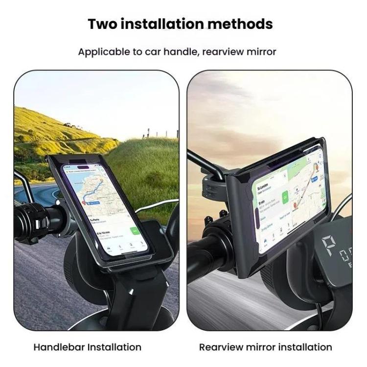 Bicycle Holder Waterproof Pouch Bag Bike Motorcycle Handlebar Mirror Phone Stand Mount, L, XL