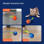 Smart Self Rolling Ball Interactive Cat Toys USB Rechargeable Cat Ball Two Speed Adjustment, TUTU Blue, TUTU Orange
