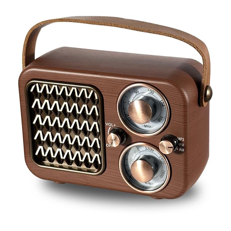 Retro Multifunctional Radio Bluetooth Speaker Handhled Audio Decoration Ornament, Wave Pattern, Horizontal Stripes, Woven Surface, Vertical Grid