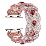 Petaled Metal Diamond Wristband Strap For Apple Watch Series 9 / 8 / 7 / 6 / SE / 5 / 4 / 3, 1215 Silver, 1202 Silver, 1215 Black, 1202 Black, 1215 Rose Gold, 1202 Rose Gold, 1202 Rose Gold Red, 1215 Gold