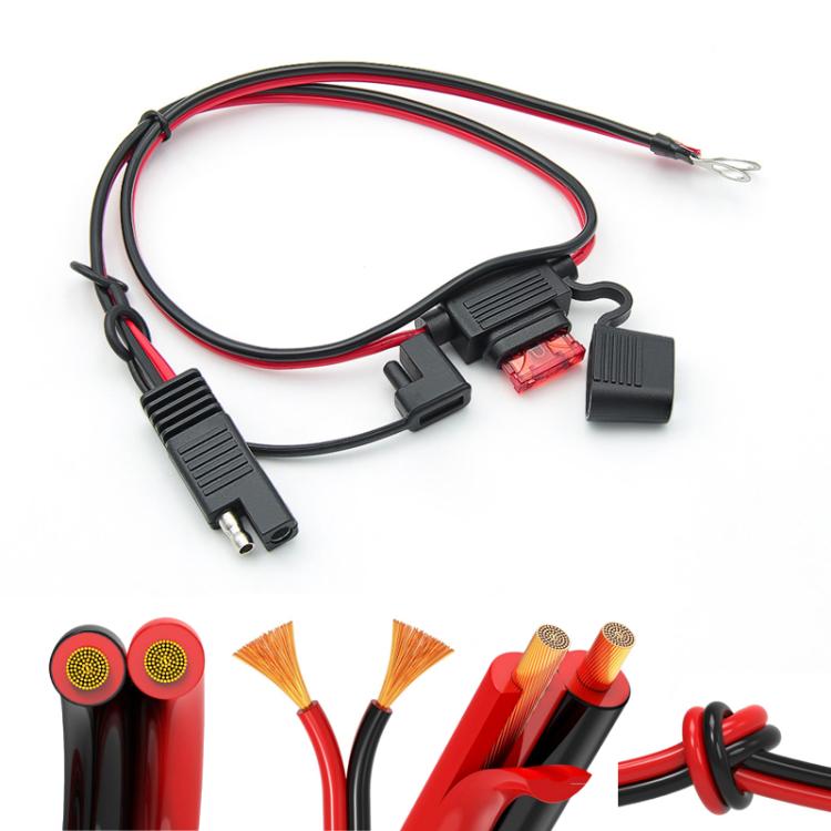 O-Terminal to SAE Power Cable With Fuse Battery Charger Extension Adapter Wire, 60cm