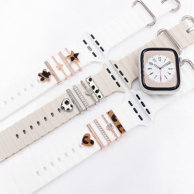 5pcs / Set 20mm Width Smart Watch Silicone Band Decorative Ring Metal Accessories, Gold 1, Silver 2, Rose Gold 3, Rose Gold 4, Silver 5, Rose Gold 6, Gold 7, Rose Gold 8, Gold 9