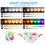 Tuya Bluetooth Smart Ceiling Lamp Round Recessed RGBCW Color Changing Dimmable Ceiling Light, Tuya Bluetooth 10W 85-265V