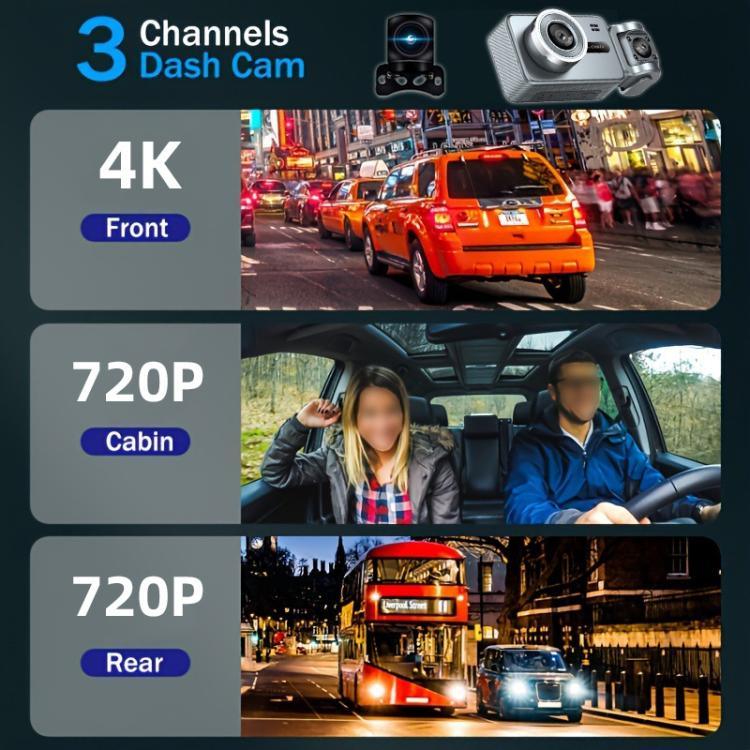 WIFI Connected 4K Three-Lens Car Driving Recorder, G79