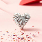 S925 Sterling Silver Oxidized Heart-shaped Bracelet Beads