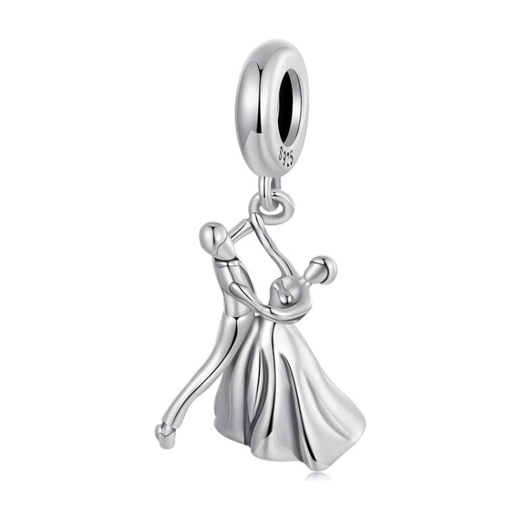 S925 Sterling Silver Oxidized Couple Dancing Pendant