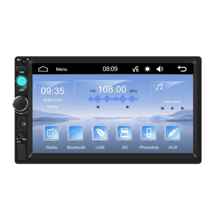 7 Inch Wired Carplay Dual Butt MP5 Player Bluetooth Big Screen Car Center Control, Standard, Standard+12 Light Camera