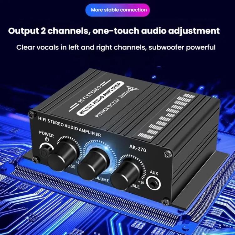 Car Home Stereo Mini Amplifier, AK270, AK270 With DC Line