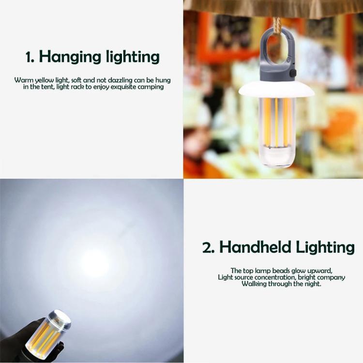 Rechargeable Dual Light Source Camping Lantern & Flashlight Warm/White Portable Outdoor Light, 8 Tungsten Filaments, 4 Tungsten Filaments