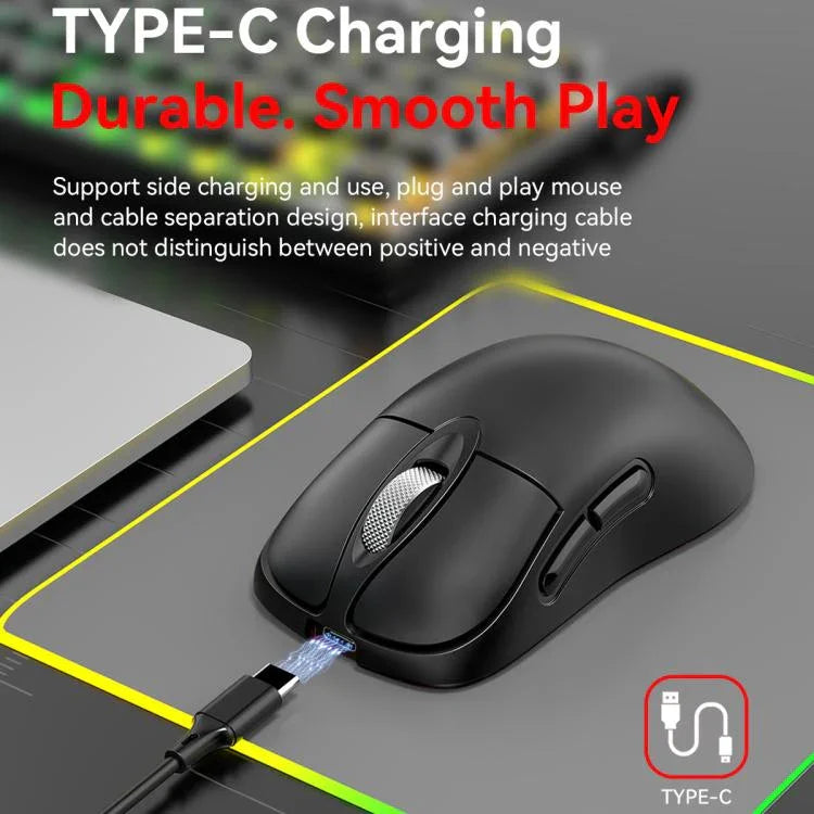 Tri-Mode Wireless Gaming Mouse 24000 DPI, 6 RGB Lighting Modes, Rechargeable, Macro Programmable, Black, White, Pink, Wireless Charging Black, Wireless Charging White, Wireless Charging Pink