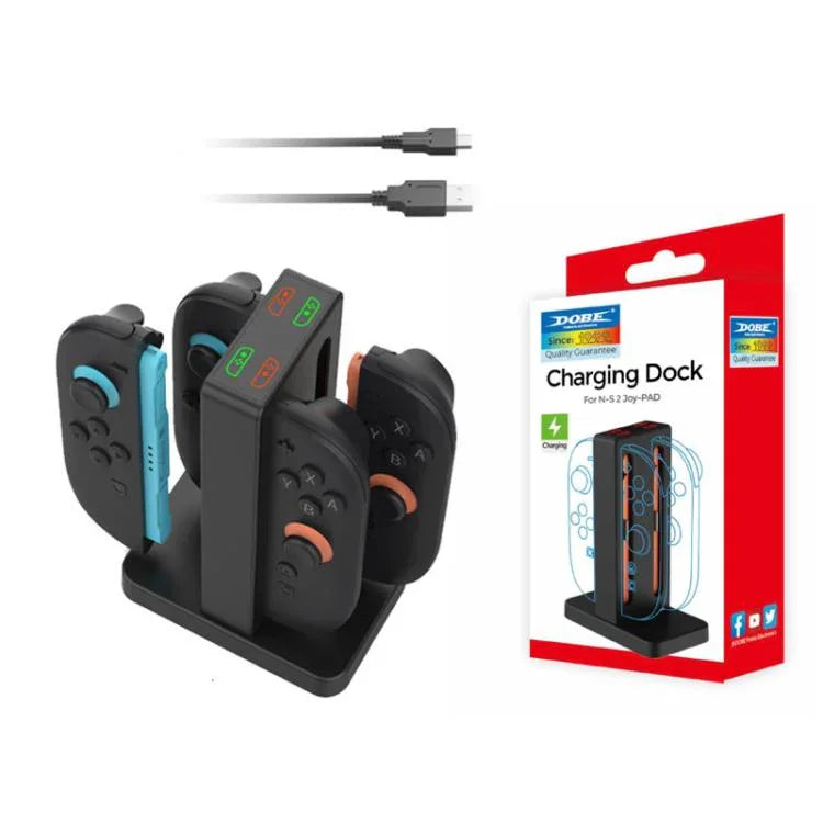 DOBE 4-in-1 Magnetic Charging Station for Nintendo Switch 2 Controllers with LED Indicators & Cartridge Storage, TNS-3192B