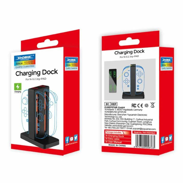 DOBE 4-in-1 Magnetic Charging Station for Nintendo Switch 2 Controllers with LED Indicators & Cartridge Storage, TNS-3192B