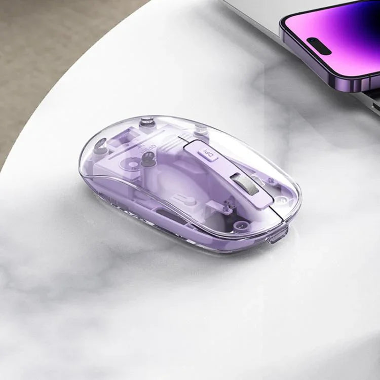 IMICE T400 4 Keys 1600DPI Dual-Mode Mouse Transparent Bluetooth Charging Wireless Silent Mice