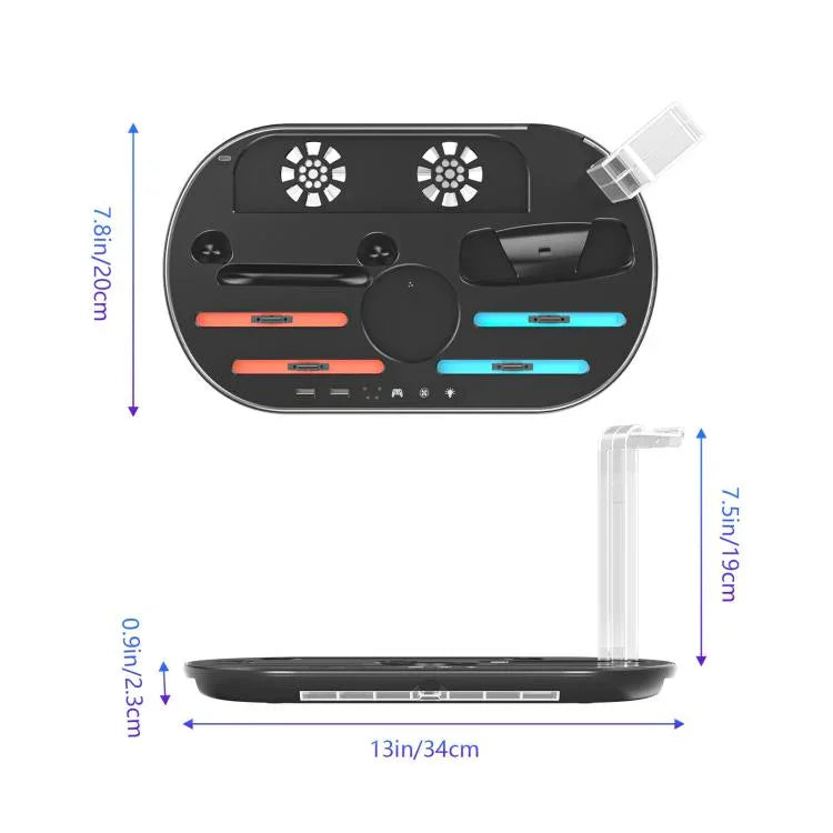 For Nintendo Switch 2 JYS NS2322 With RGB Light Charging Base Cooling Charging Storage Integrated Base