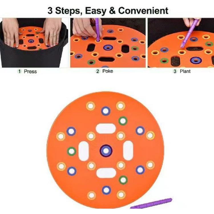 Seeding Stencil Spacing Tool Vegetable Planting Board, Round Orange, Square Green