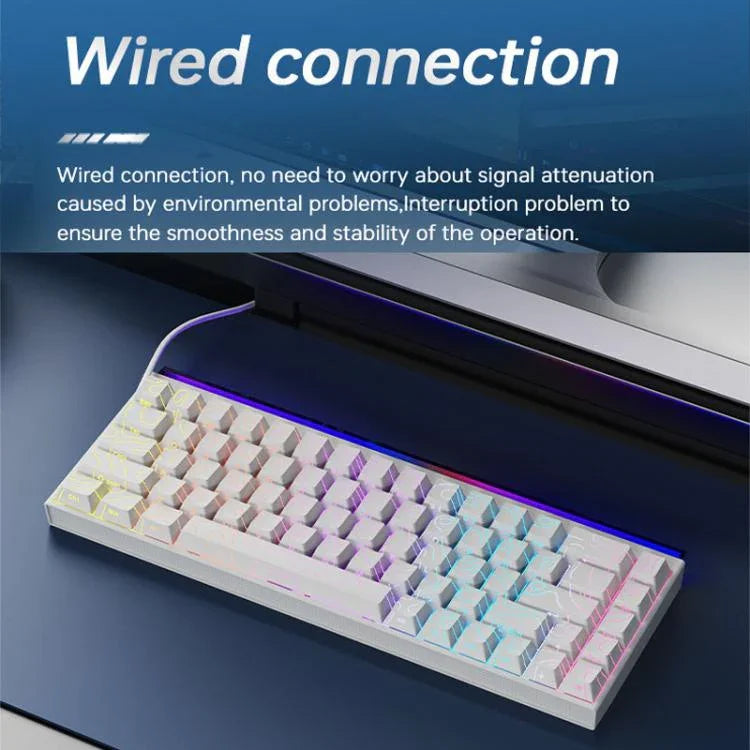 NACODEX NK68 Magnetic Shaft Mechanical Dazzle Color Wired Keyboard Office Computer Gaming 68 Keys Keyboard, Ordinary White, Contour Line White, Contour Line Black