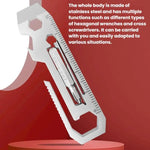 Multi-tool With Batch Wrench Stainless Steel Tool Card, 7 In 1