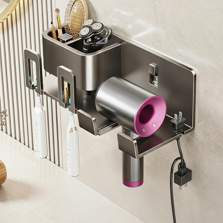 No-Drill 3-in-1 Bathroom Organizer Wall Mount Toothbrush & Hair Dryer Holder Integrated Shelf, 2Person-WithCup, 2Person-NoCup, 3Person-WithCup, 3Person-NoCup, 4Person-WithCup, 4Person-NoCup
