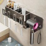 No-Drill 3-in-1 Bathroom Organizer Wall Mount Toothbrush & Hair Dryer Holder Integrated Shelf, 2Person-WithCup, 2Person-NoCup, 3Person-WithCup, 3Person-NoCup, 4Person-WithCup, 4Person-NoCup