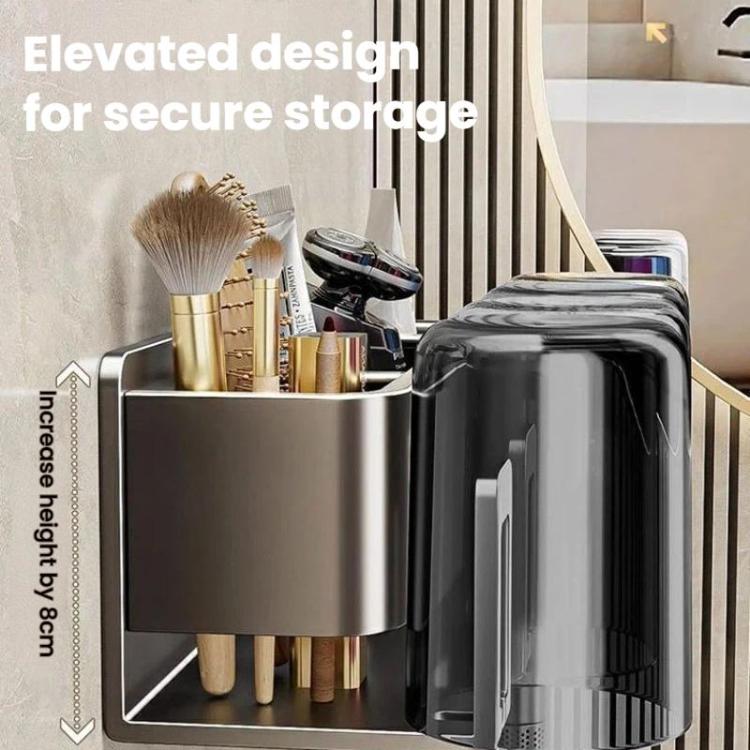 No-Drill 3-in-1 Bathroom Organizer Wall Mount Toothbrush & Hair Dryer Holder Integrated Shelf, 2Person-WithCup, 2Person-NoCup, 3Person-WithCup, 3Person-NoCup, 4Person-WithCup, 4Person-NoCup