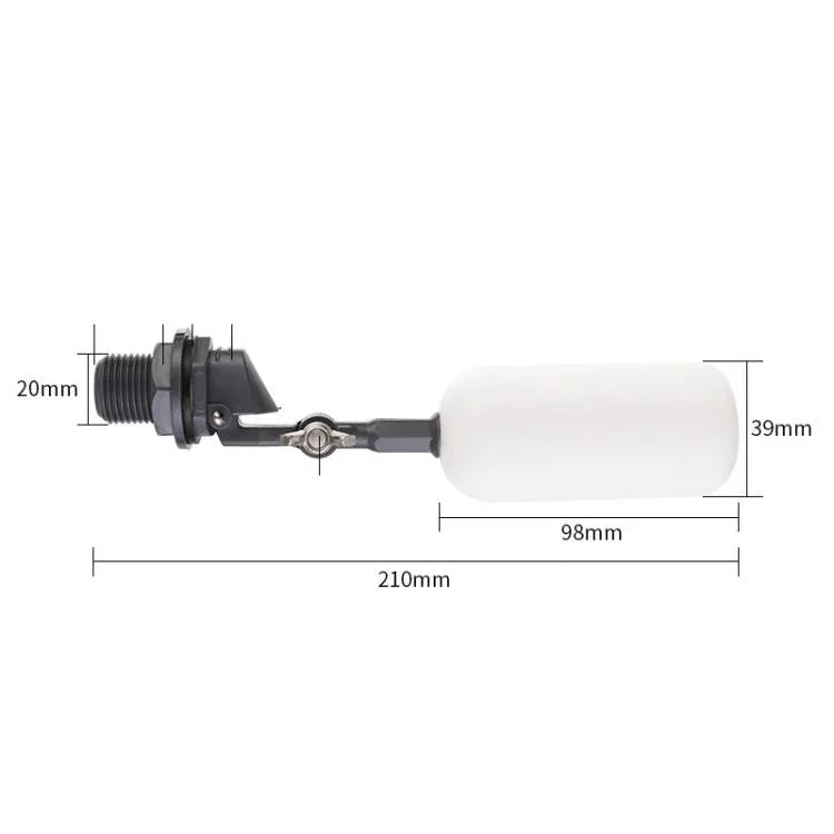 Mini Plastic Float Valve for Aquariums/Humidifiers/Small Water Tanks, 1/2 Inch/20mm Black, 1/2 Inch/20mm Gray, 1/2 Inch/20mm  With AdjustableLlock, 3/4 Inch/25mm Black, 3/4 Inch/25mm Gray