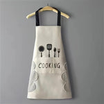 Waterproof Oil-Resistant Apron with Fork & Knife Print Unisex Adjustable Cooking Smock