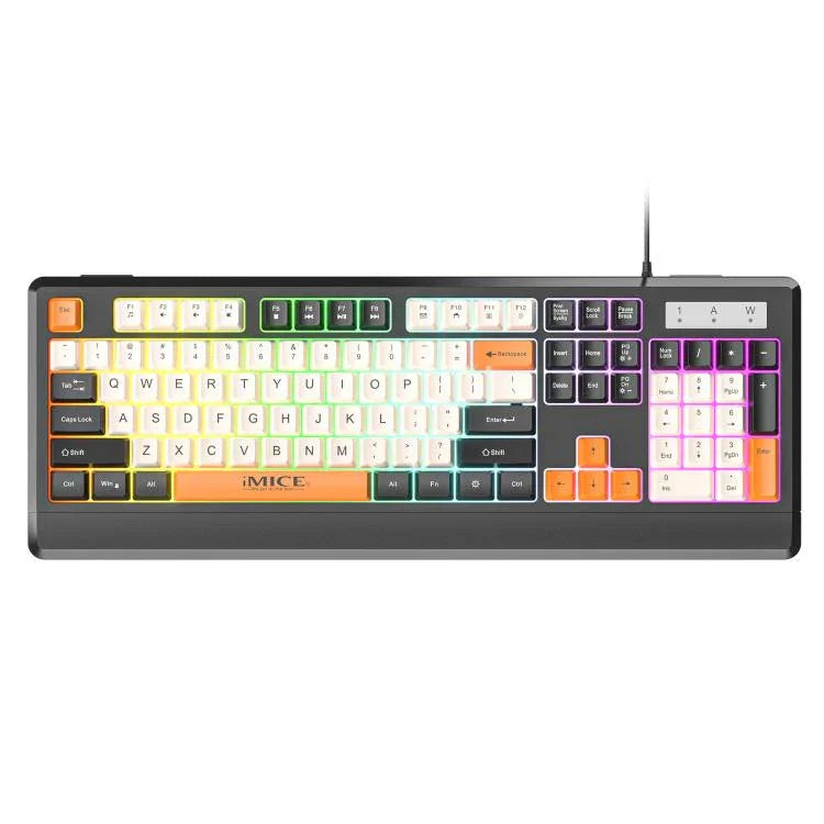 iMICE AK-100 Wired USB Rainbow Backlit Color Block Keycap Keyboard