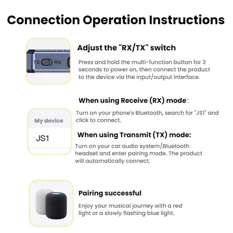 Bluetooth 5.4 Car AUX Music Audio Transmitter/Receiver, JS1