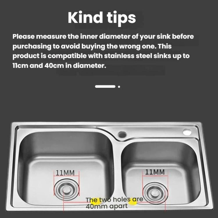 Kitchen Stainless Steel Washbasin Downpipe Fittings Anti-Odor Downpipe Drain Set, Double Slot 0.6m Tailpipe, Double Slot S-bend, Double Slot 1m Tailpipe