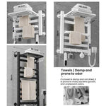 Smart Touchscreen Display Electric Heated Towel Rack Bathroom Drying Rack, Small Black Right Wiring, Small Black Left Wiring