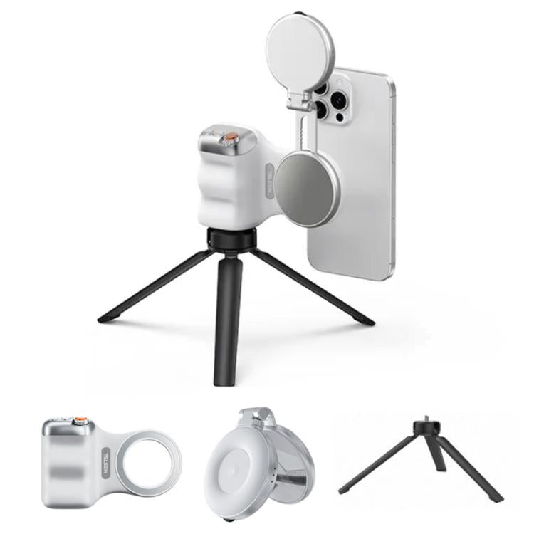 TELESIN Magnetic Phone Mounting Aid Photography Handle Remote Control Assistant, White Camera Grip+Silver Fill Light, White Camera Grip+Tripod+Silver Fill Light, White Camera Grip+White Fill Light, White Camera Grip+Tripod+White Fill Light             ...