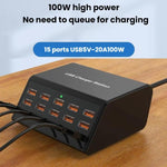 15-Port USB Power Strip Smart Fast Charging Charger, US Plug, UK Plug, AU Plug, EU Plug, KR Plug