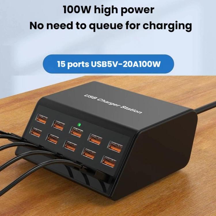 15-Port USB Power Strip Smart Fast Charging Charger, US Plug, UK Plug, AU Plug, EU Plug, KR Plug