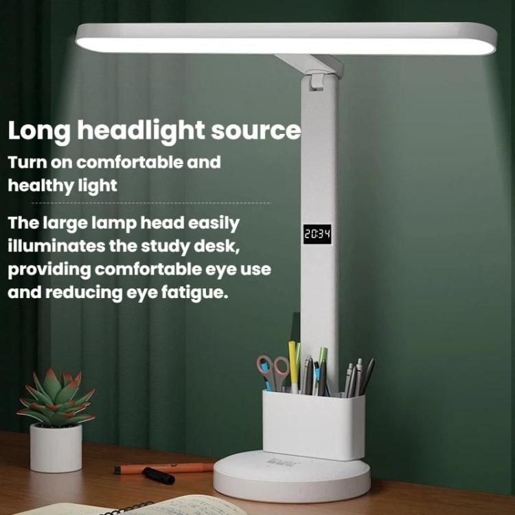 Xiajule Eye-Caring Study Desk Lamp With Time Display 3-Color Temperature Dimmable Reading Bedside Lamp, XH4000, XH4800