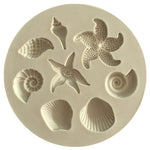 2 PCS  Marine Element Mould Sea Star Conch Shell Model Silicone Cake Fondant Tool, Cake Fondant Tool